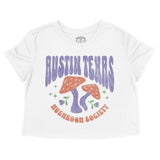 Austin Mushroom Society Cropped Tee White front