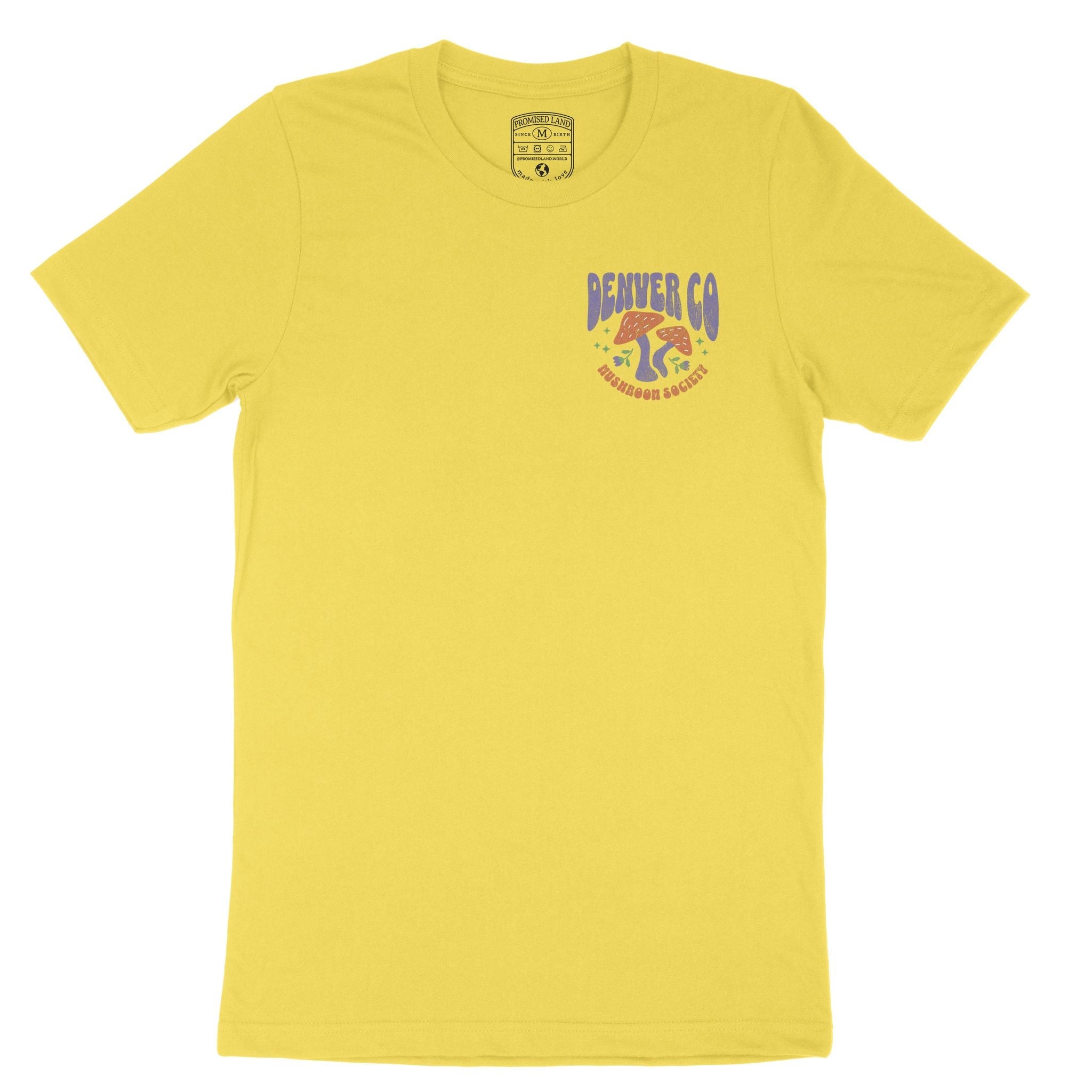 Denver Mushroom Society T-Shirt Yellow front