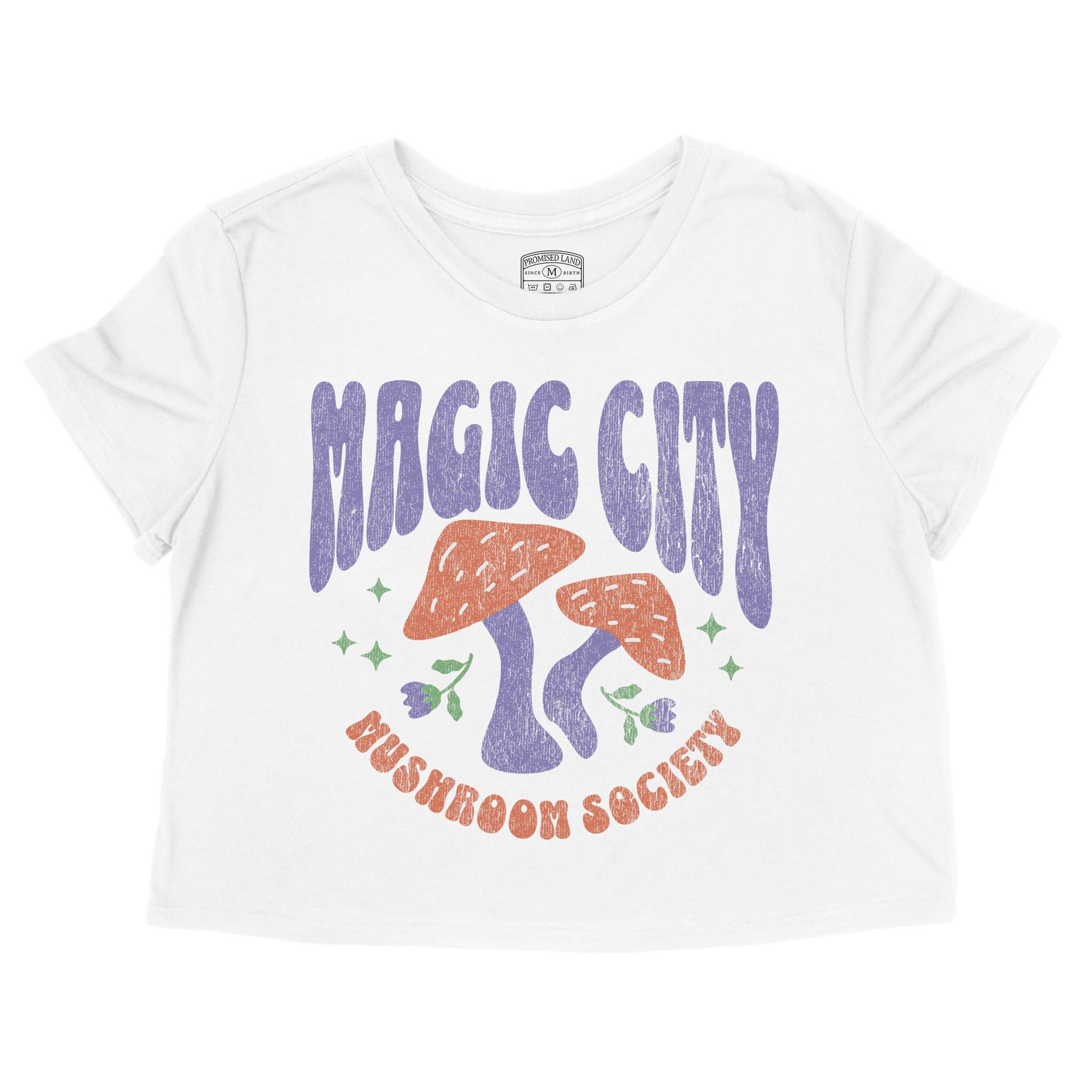 Miami Mushroom Society Cropped Tee White front