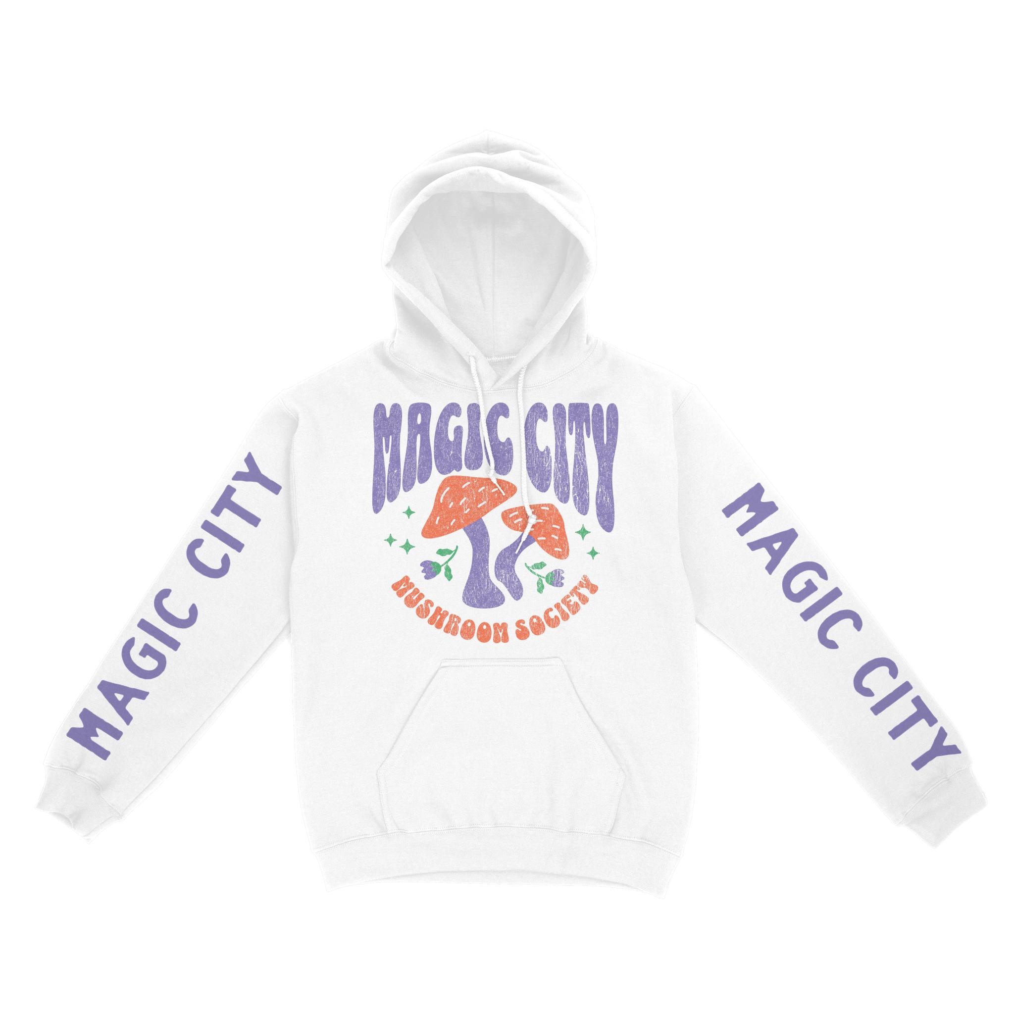 Miami Hoodie in White - front-sleeves view