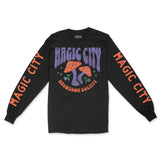 Miami Mushroom Society Longsleeve in Black - front view with sleeves