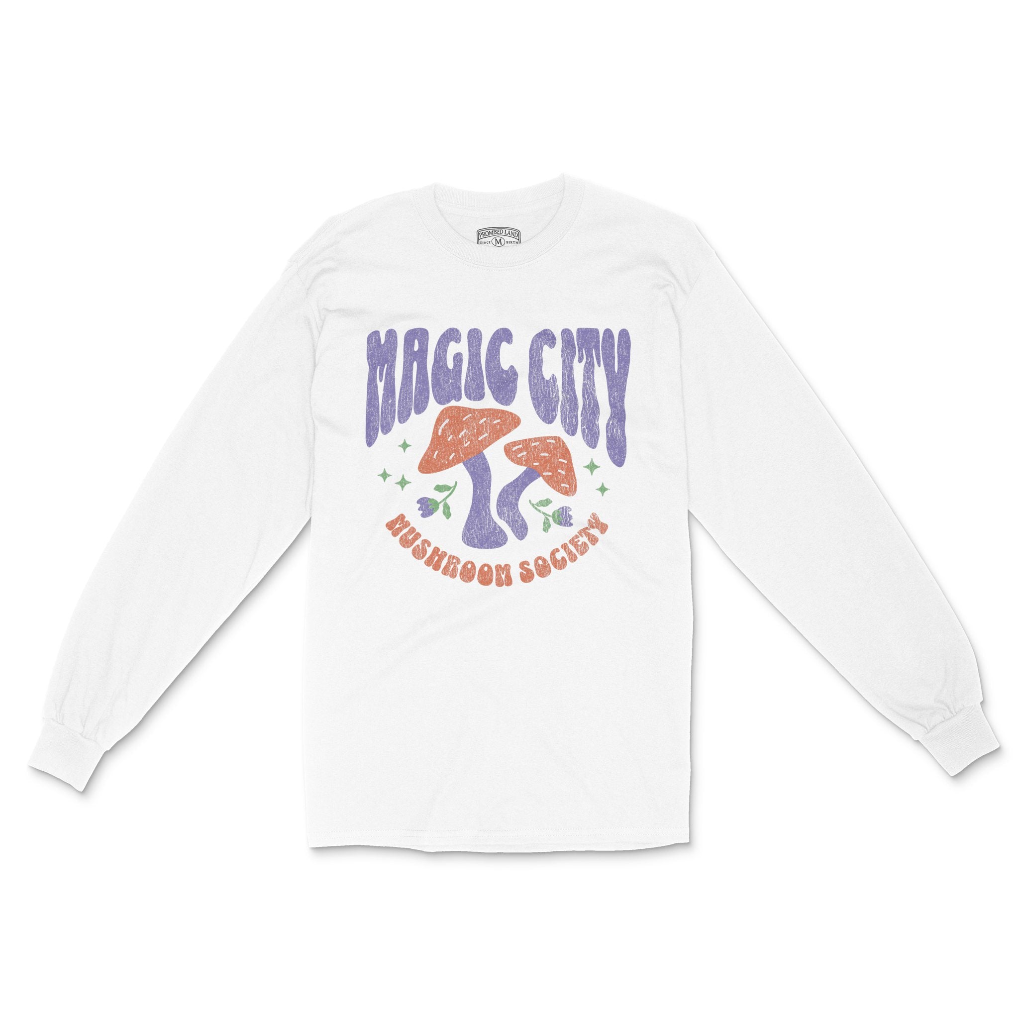 Miami Mushroom Society Longsleeve in White - front view