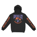 New York Hoodie in Black - front-sleeves view
