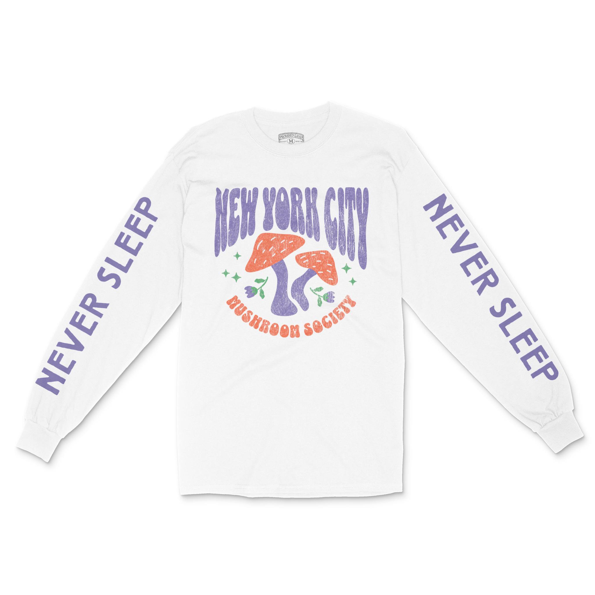 New York Longsleeve in White - front-sleeves view