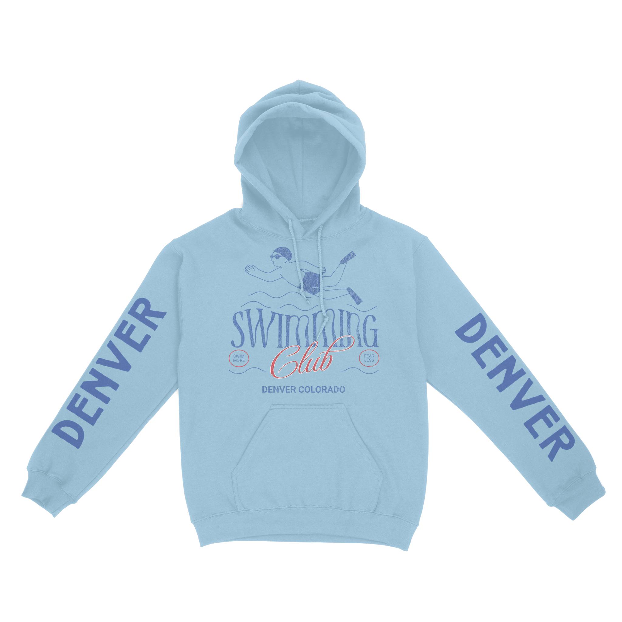 Denver Hoodie in Light Blue - front-sleeves view
