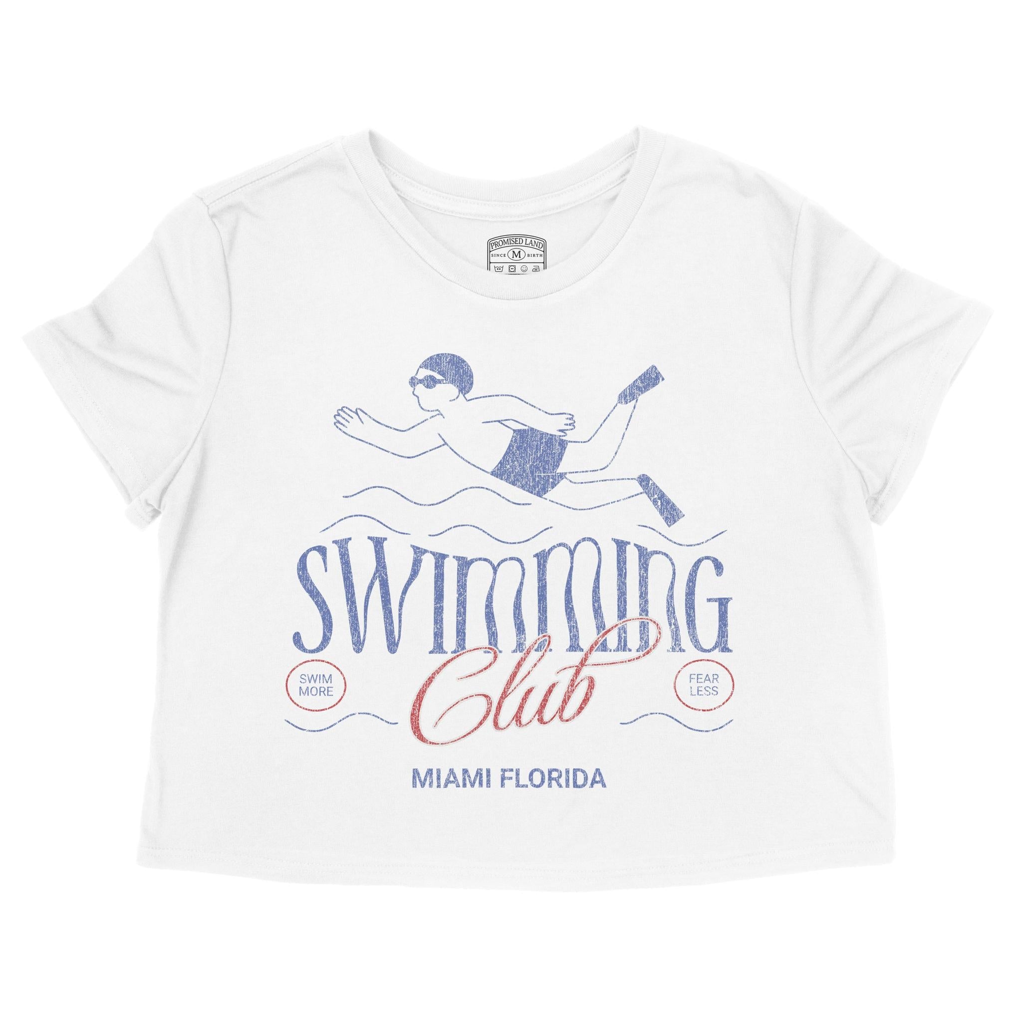 Miami Swimming Club Cropped Tee White front