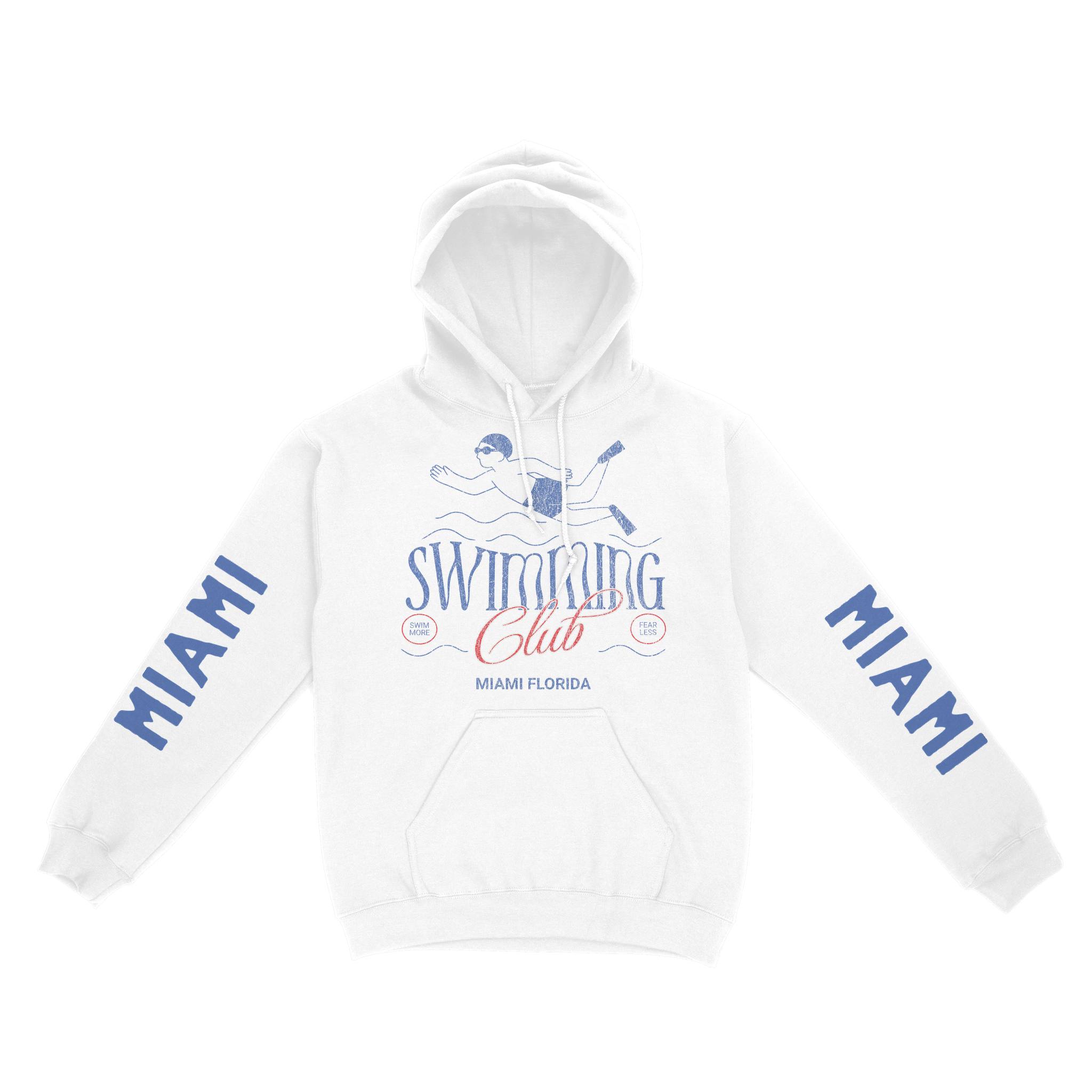 Miami Hoodie in White - front-sleeves view