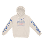 New York Swimming Club Hoodie in Natural - front view with sleeves