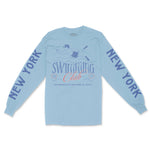 New York Swimming Club Longsleeve in Light Blue - front view with sleeves
