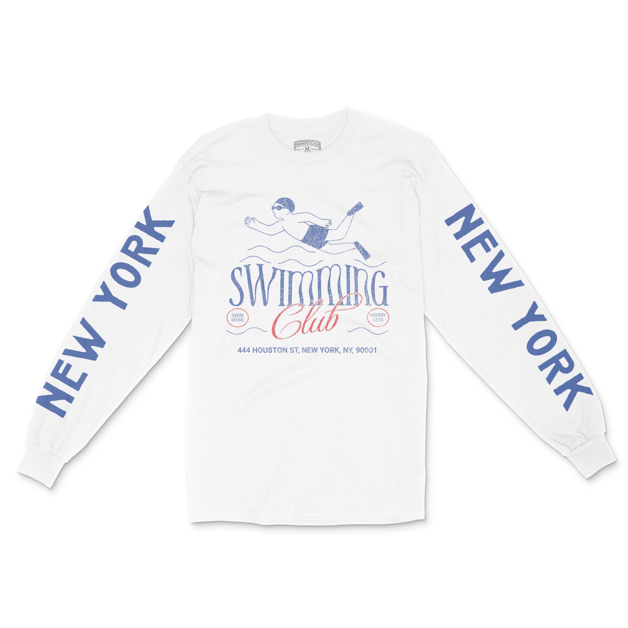 New York Longsleeve in White - front-sleeves view