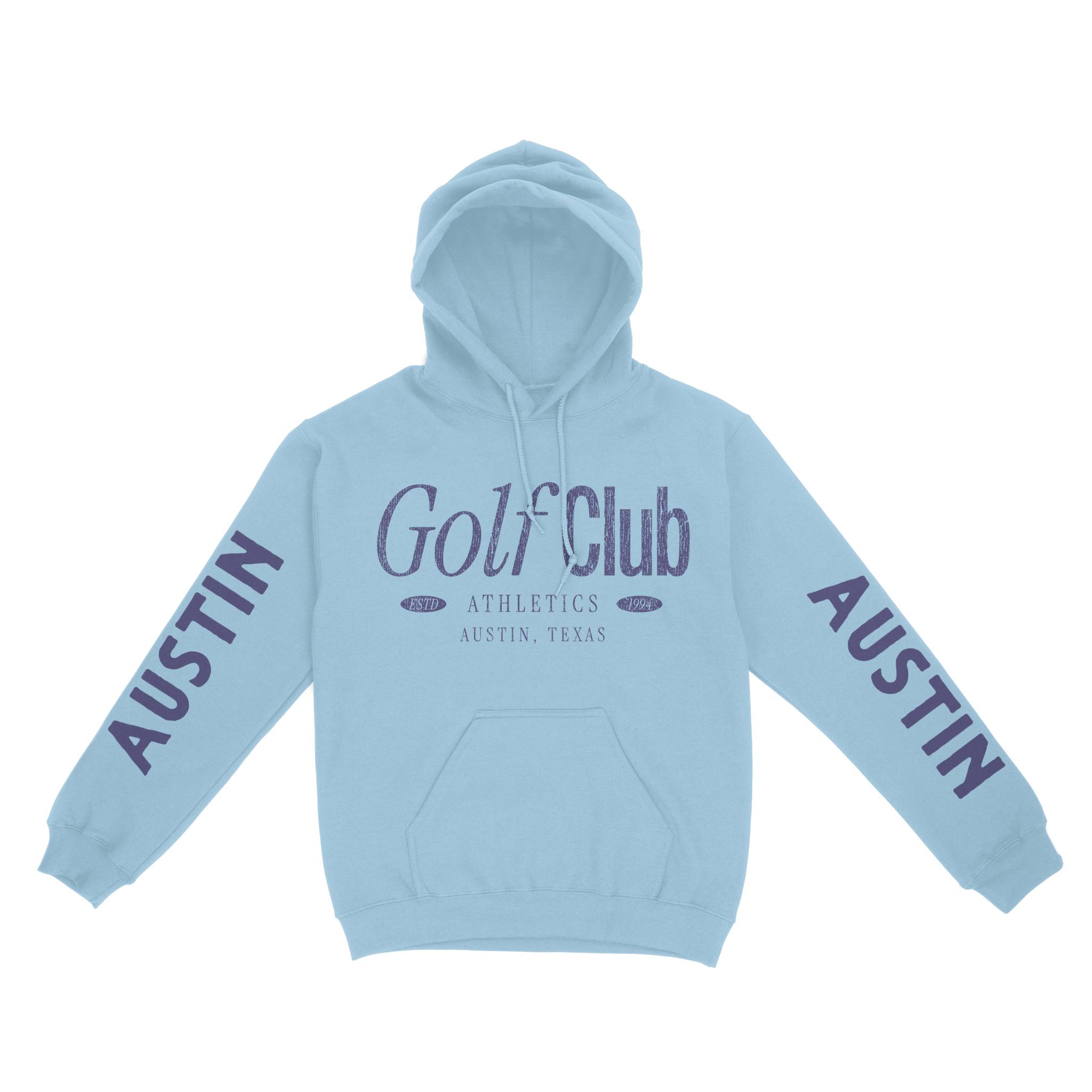 Austin Hoodie in Light Blue - front-sleeves view