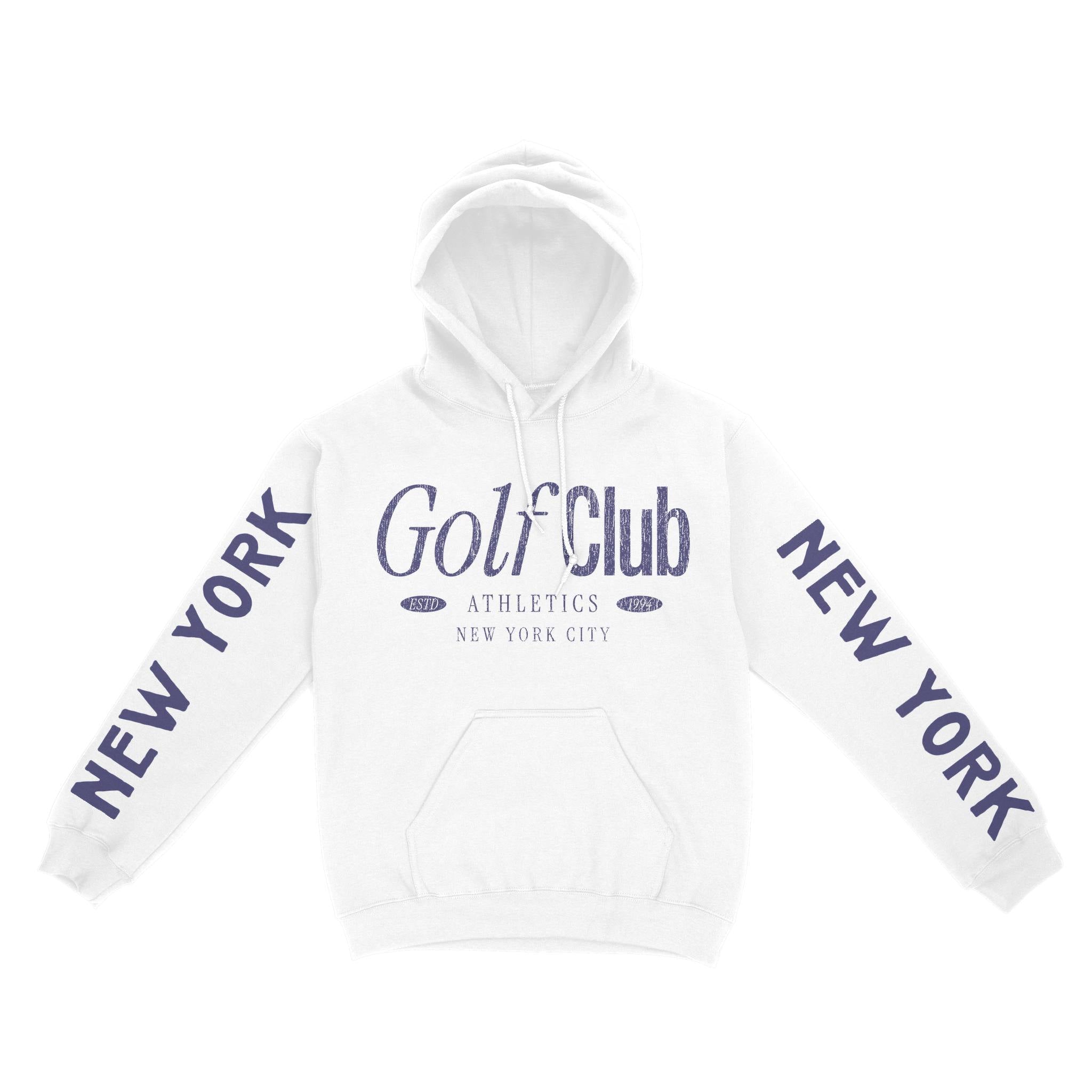 New York Hoodie in White - front-sleeves view