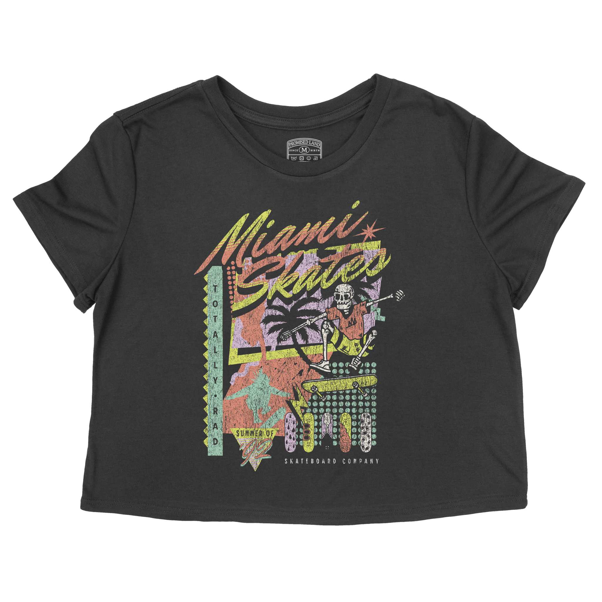 Miami Retro Skater 2 Cropped Tee Black front