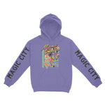 Miami Retro Skater 2 Hoodie in Violet - front view with sleeves