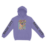 Miami Retro Skater 2 Hoodie in Violet - front view with sleeves