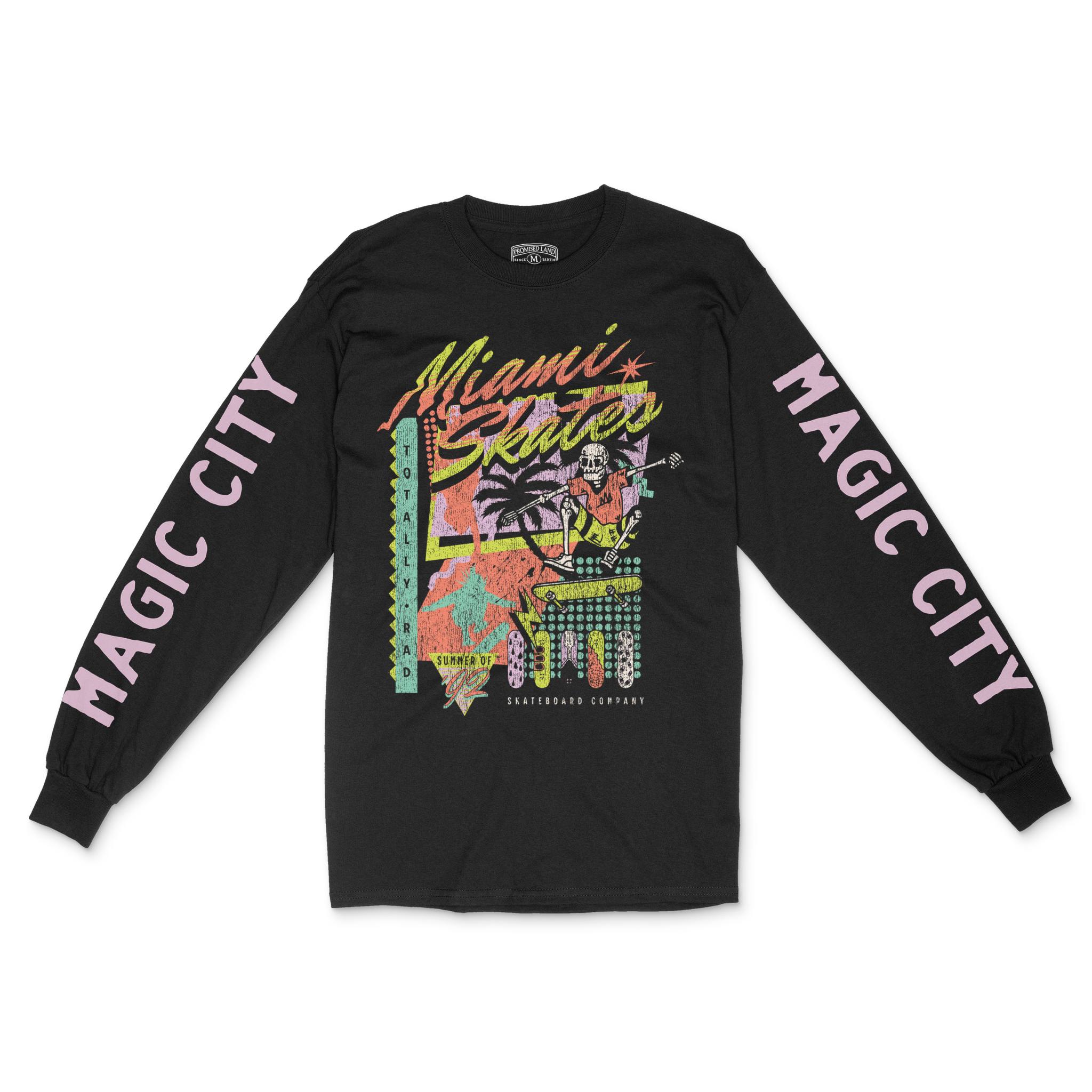 Miami Retro Skater 2 Longsleeve in Black - front view with sleeves