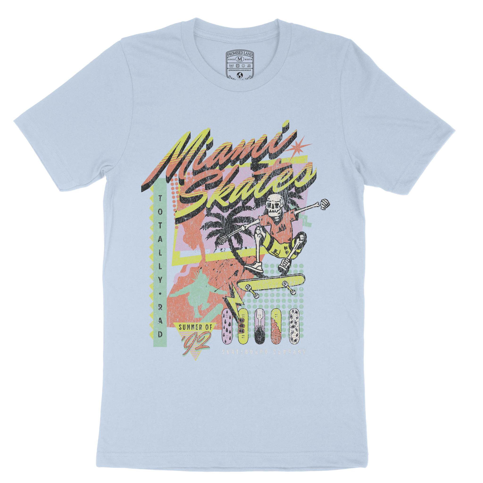 Miami Retro Skater 2 T-Shirt Baby Blue front