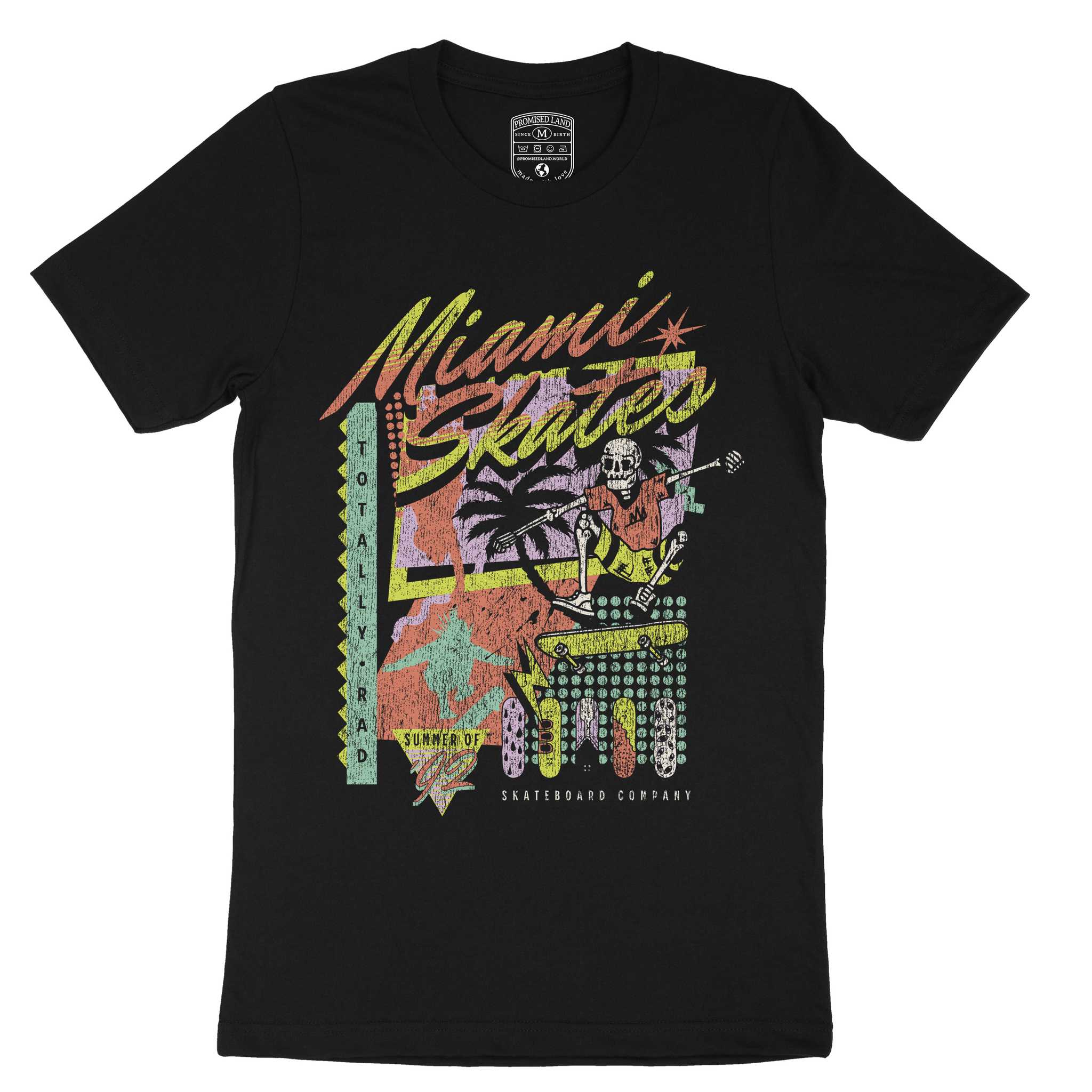 Miami Retro Skater 2 T-Shirt Vintage Black front