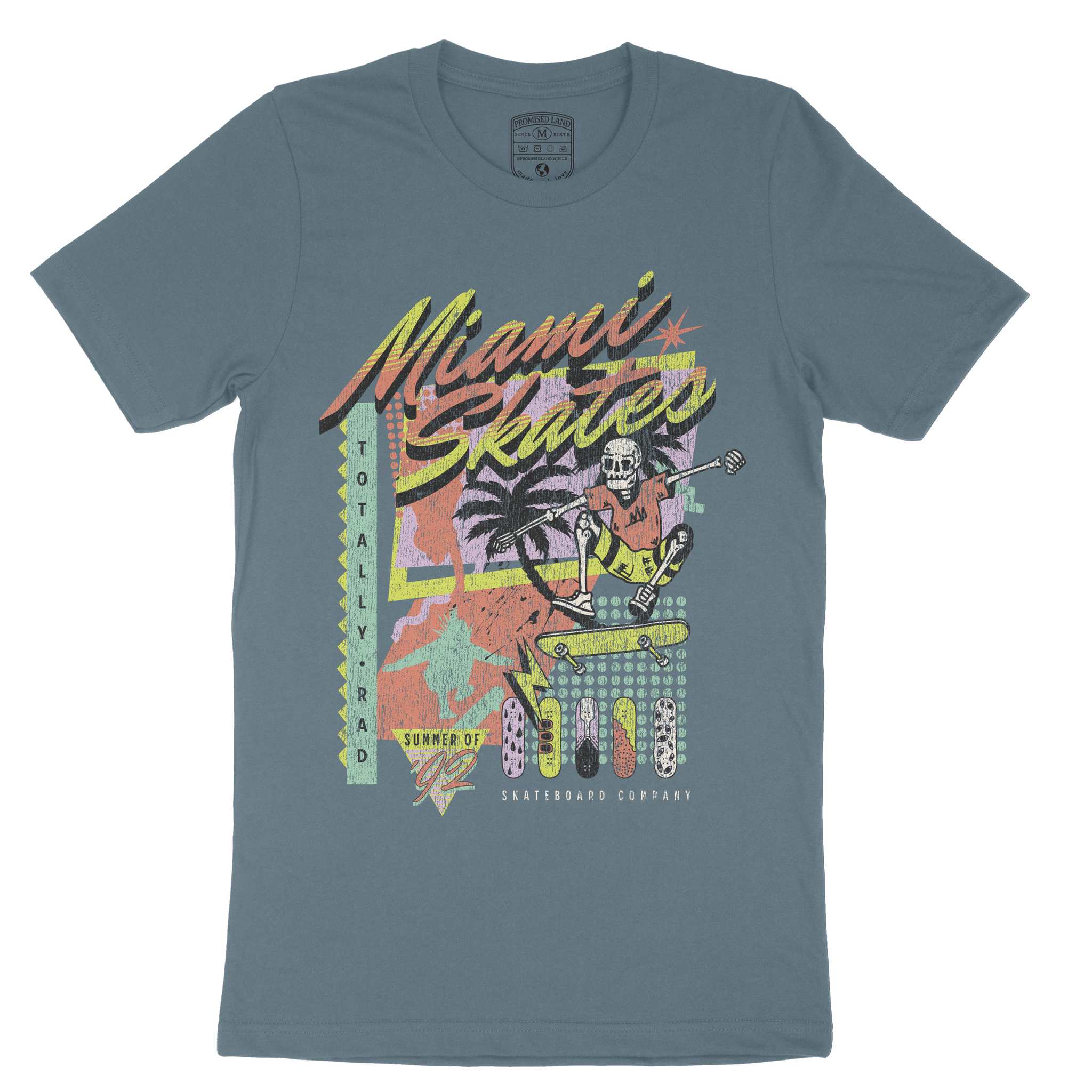 Miami Retro Skater 2 T-Shirt Vintage Navy front