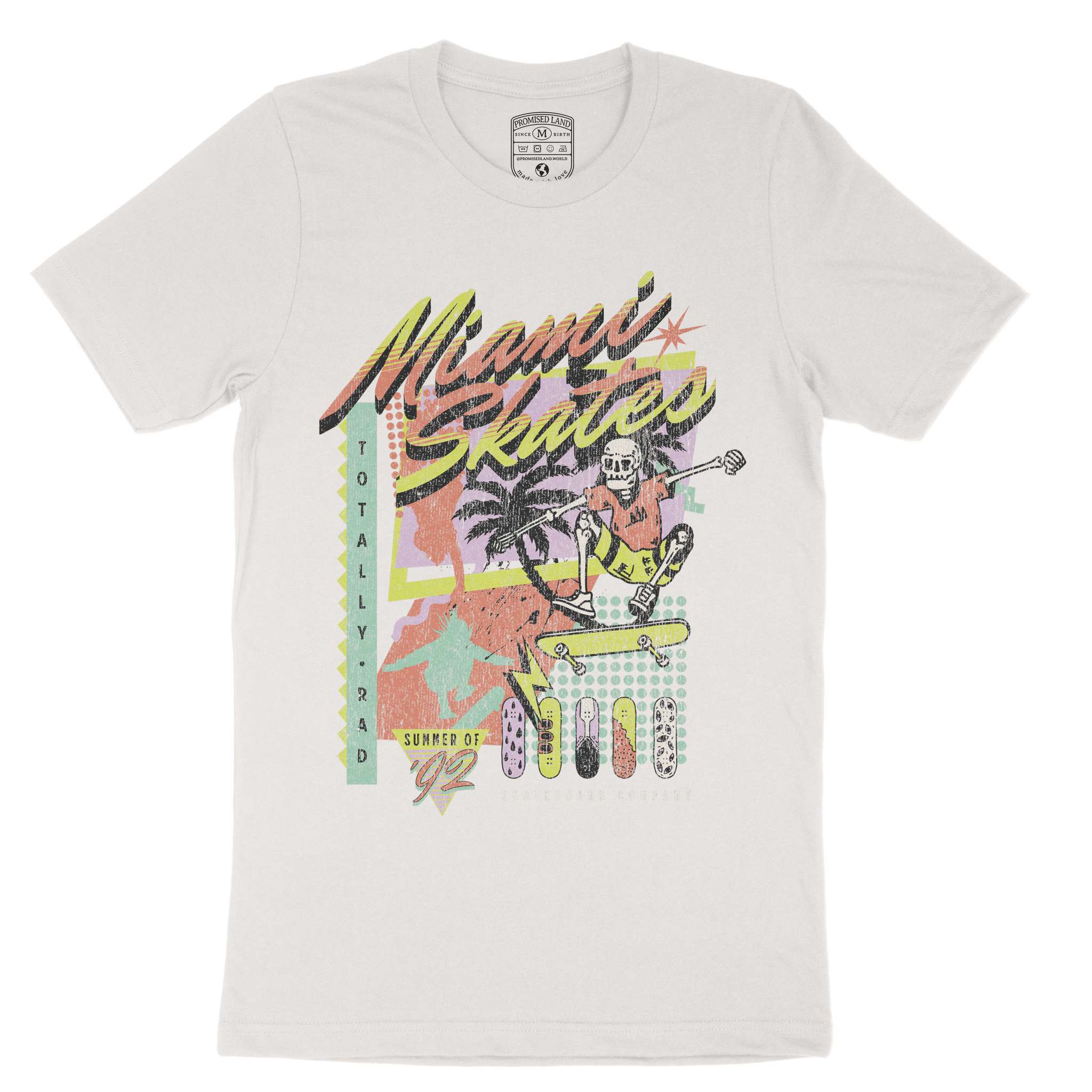 Miami Retro Skater 2 T-Shirt Vintage White front