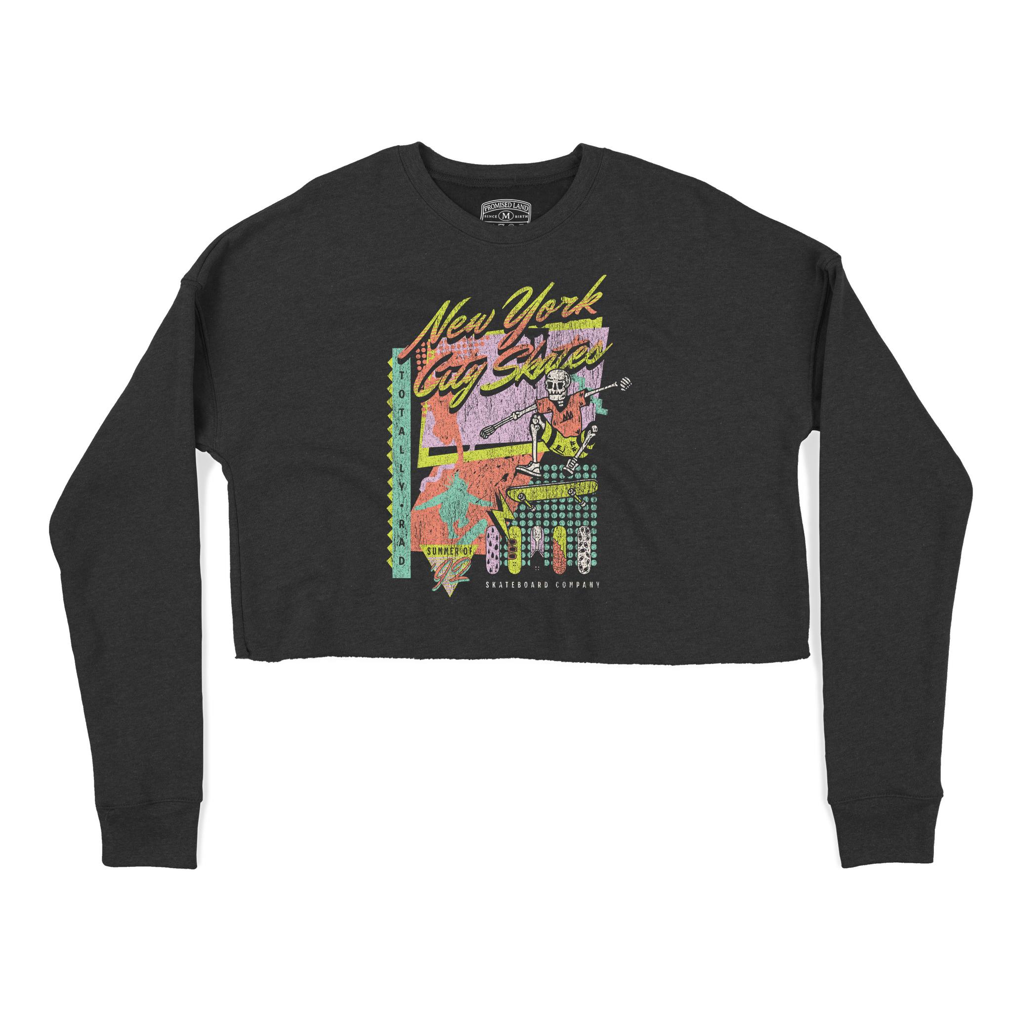 New York Cropped Crew in Black - front view