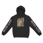 New York Hoodie in Black - front-sleeves view