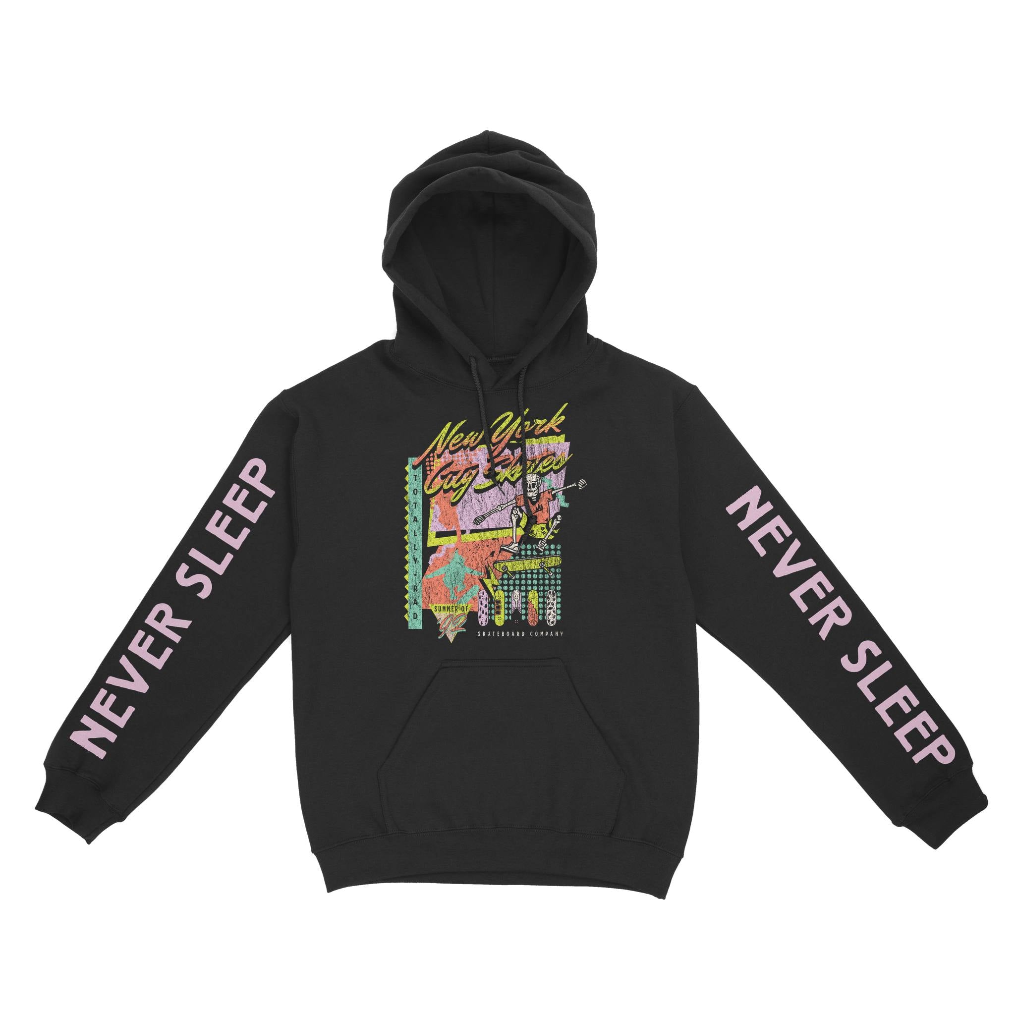 New York Hoodie in Black - front-sleeves view