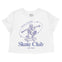 Denver Skater Skull Cropped Tee in White - front view