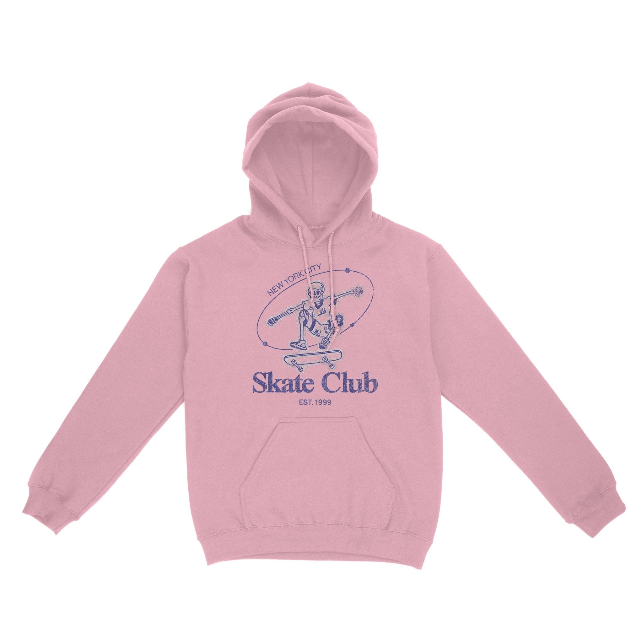 New York Skater Skull Hoodie Light_Pink front