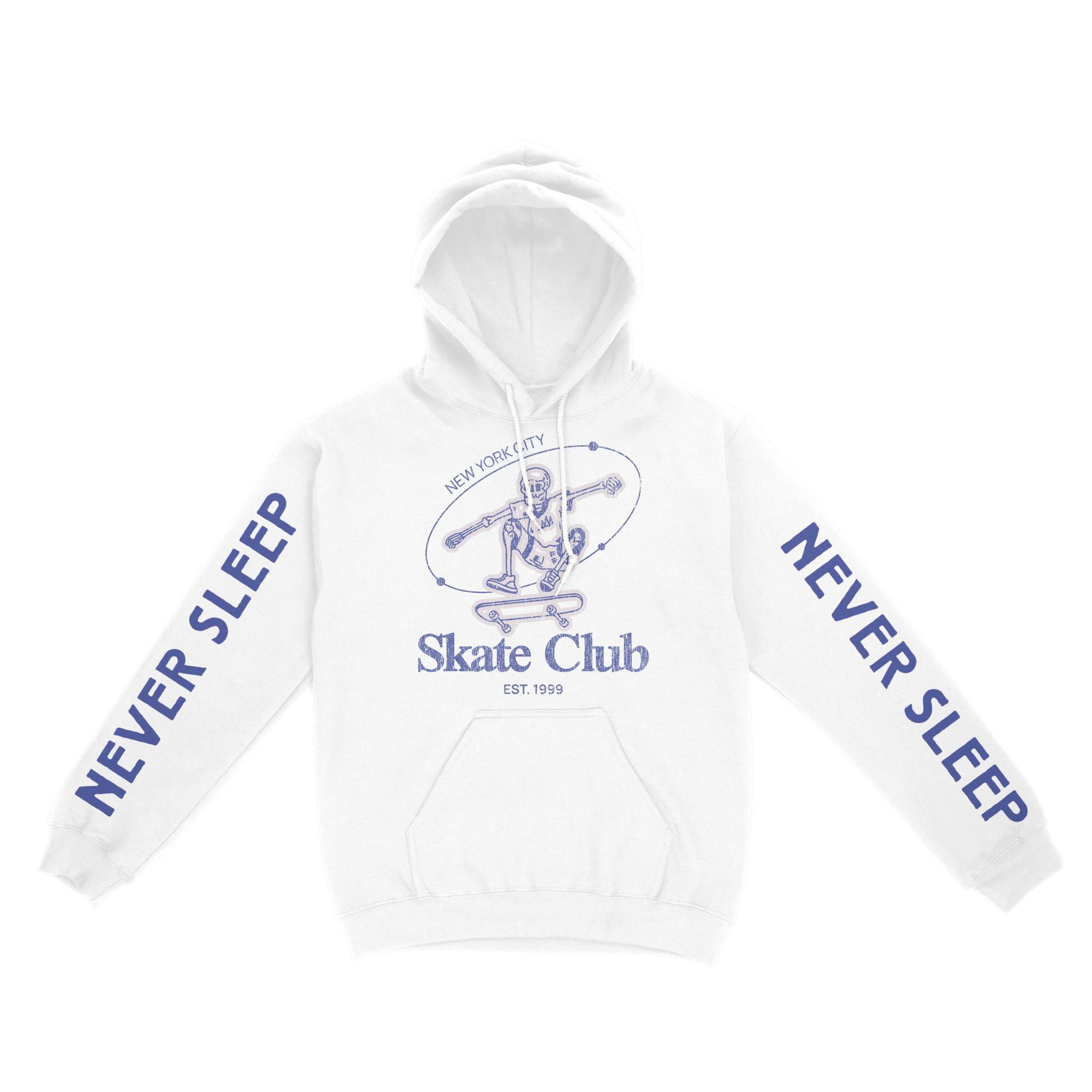 New York Hoodie in White - front-sleeves view