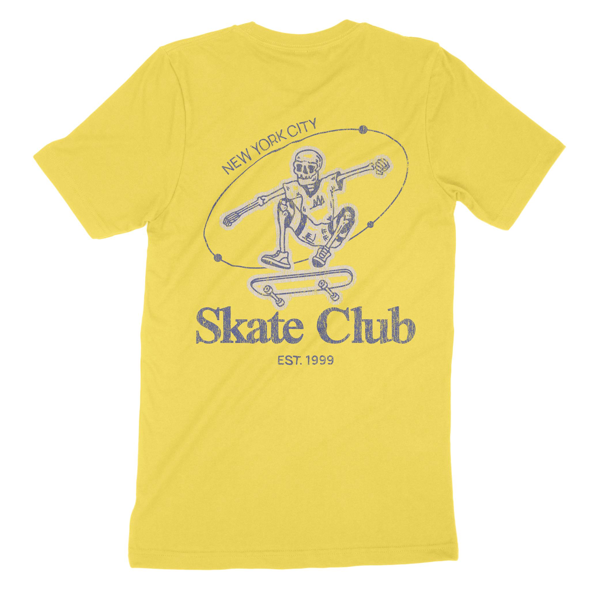 New York Skater Skull T-Shirt Yellow back