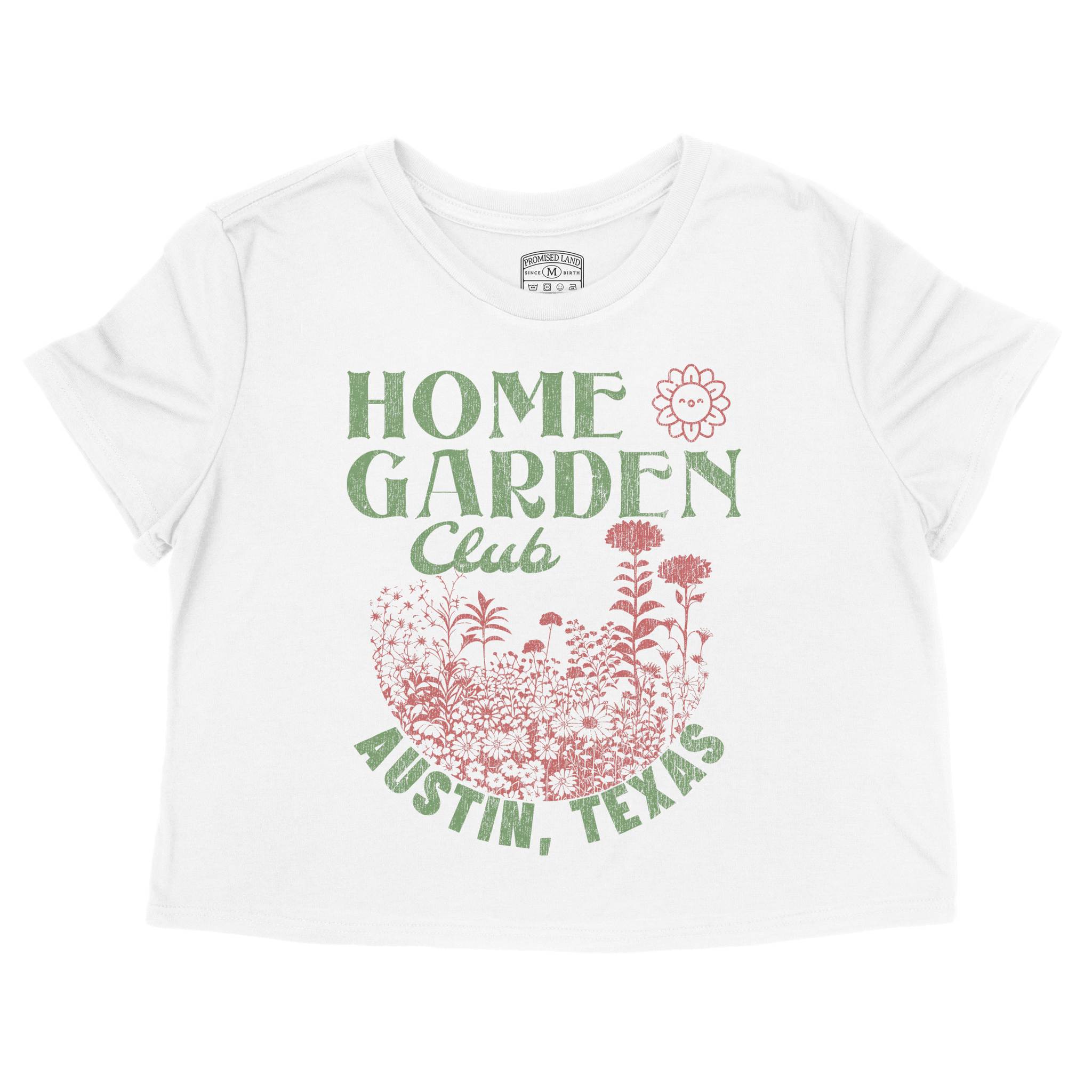 Austin Garden Club Cropped Tee White front