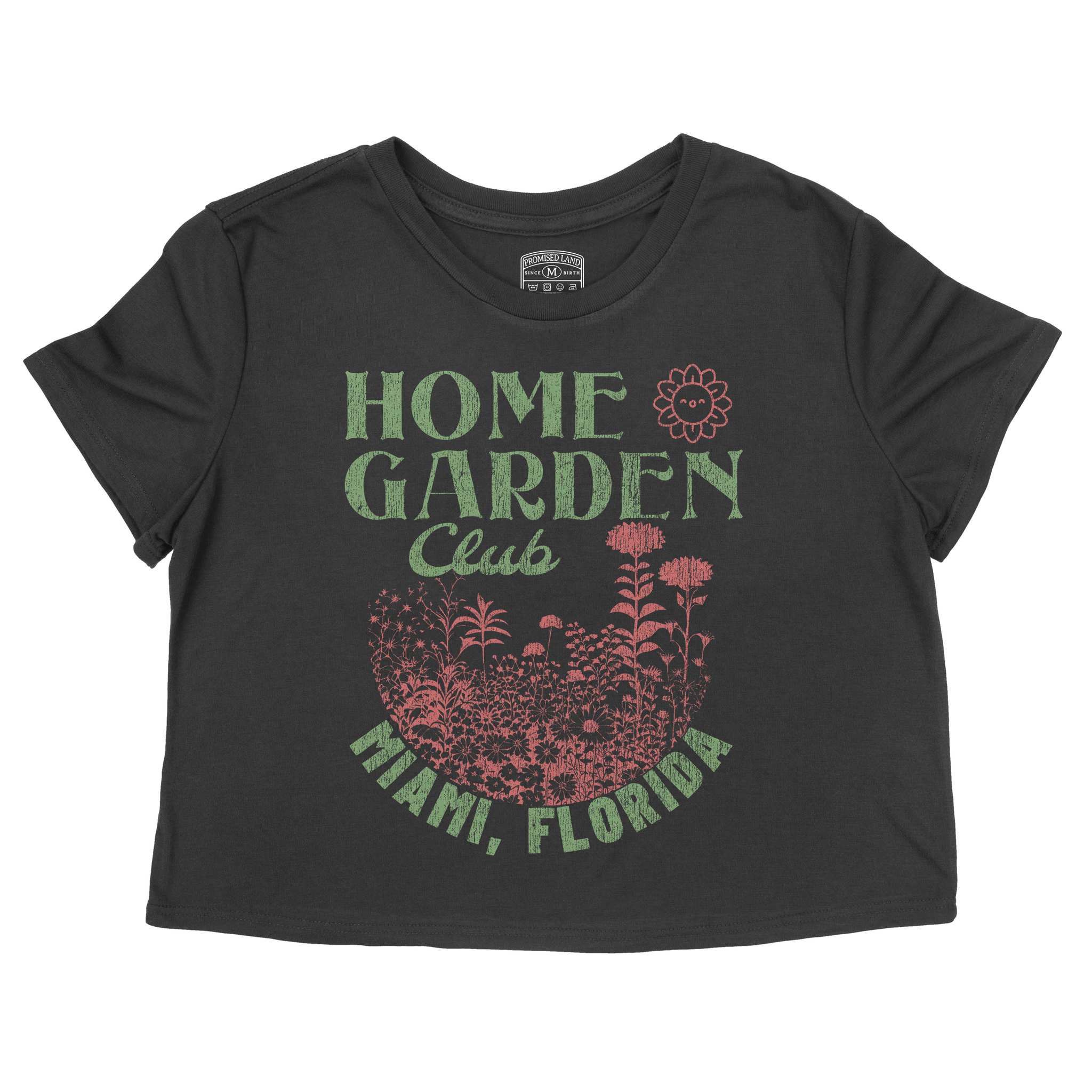Miami Garden Club Cropped Tee Black front