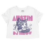 Austin Kitten Dj Cropped Tee White front