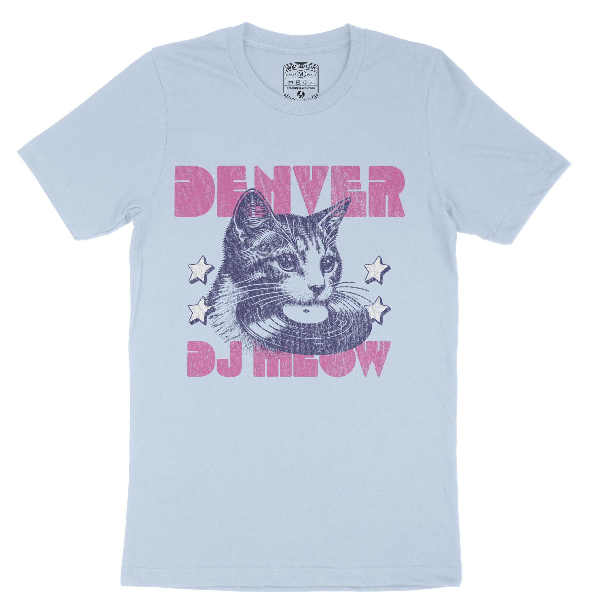 Denver Kitten Dj T-Shirt Baby Blue front