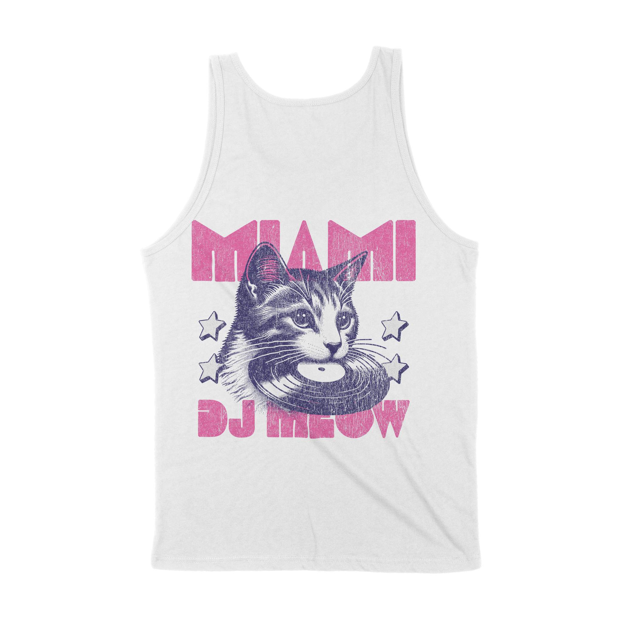 Miami Kitten Dj Tank Top White back