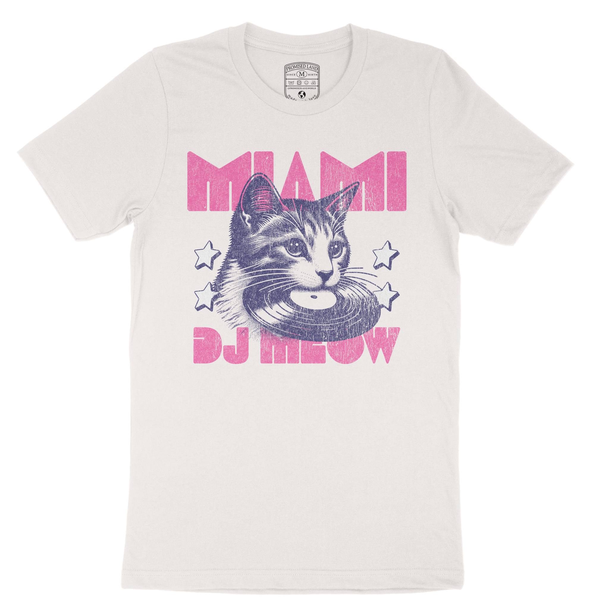 Miami Kitten DJ T-Shirt in Vintage - front view