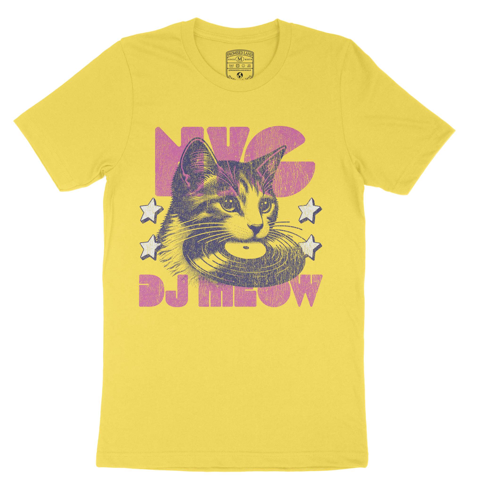 New York Kitten Dj T-Shirt Yellow front