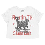 Austin Kitten Skate Cropped Tee White front