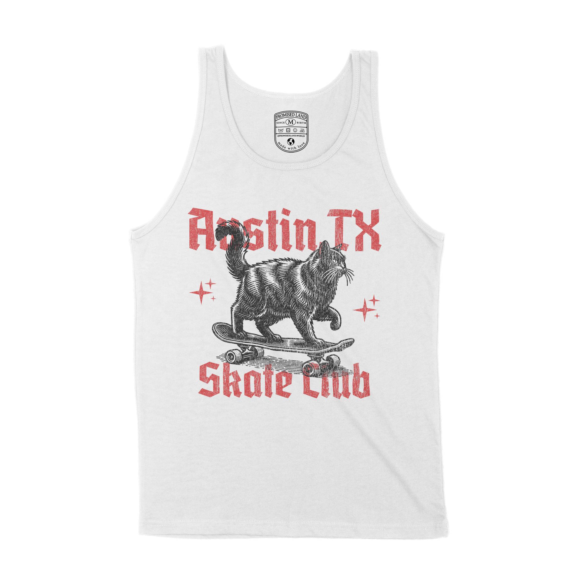 Austin Kitten Skate Tank Top White front