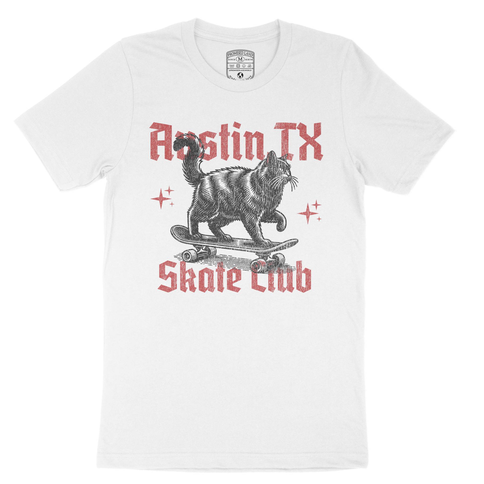 Austin Kitten Skate T-Shirt White front
