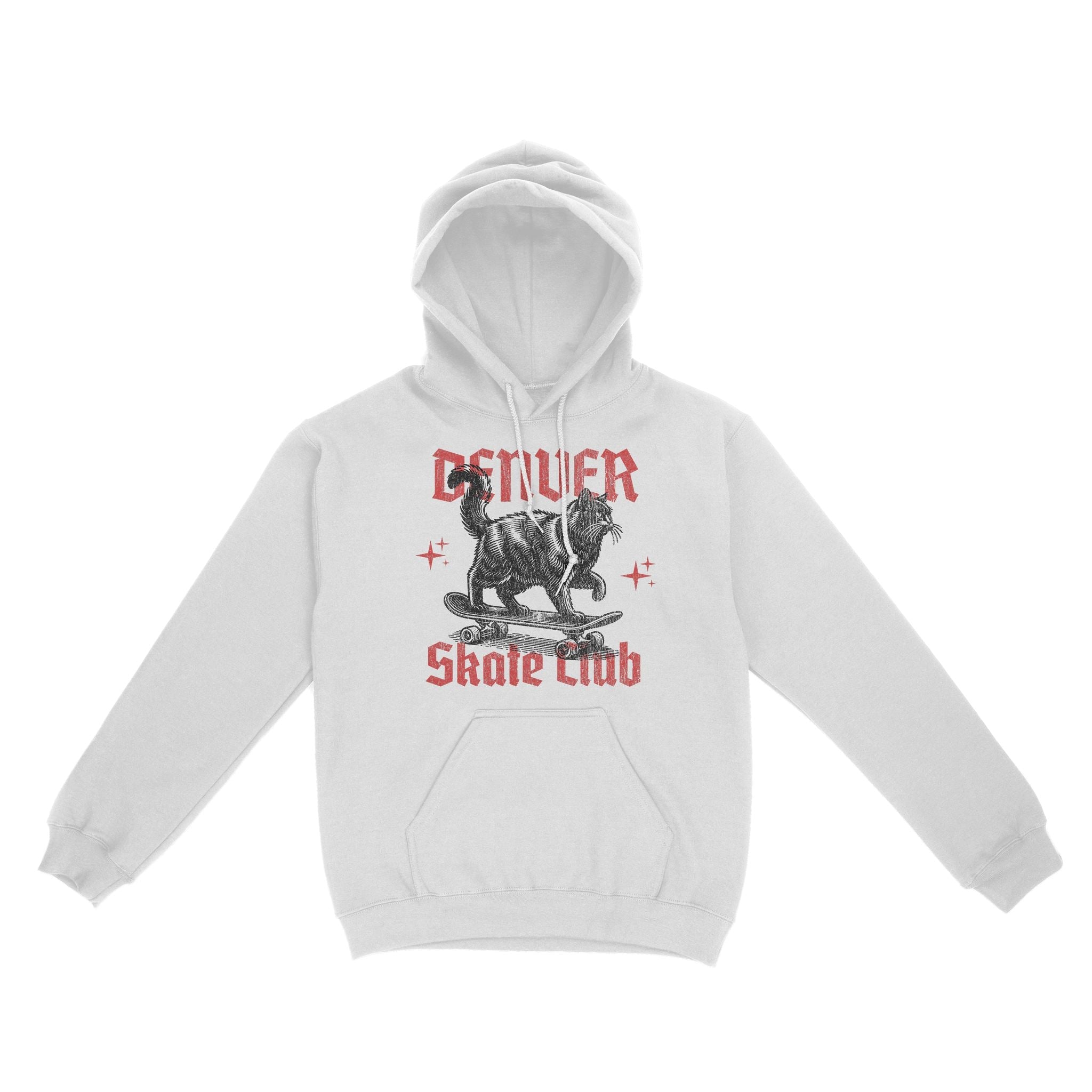 Denver Kitten Skate Hoodie White front
