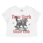 New York Kitten Skate Cropped Tee White front