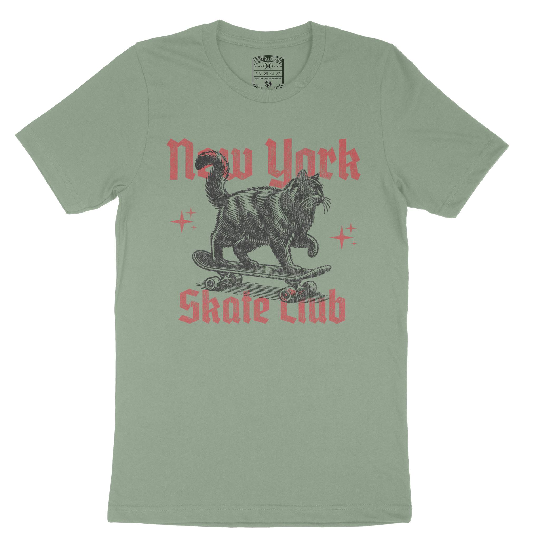 New York Kitten Skate T-Shirt Sage front