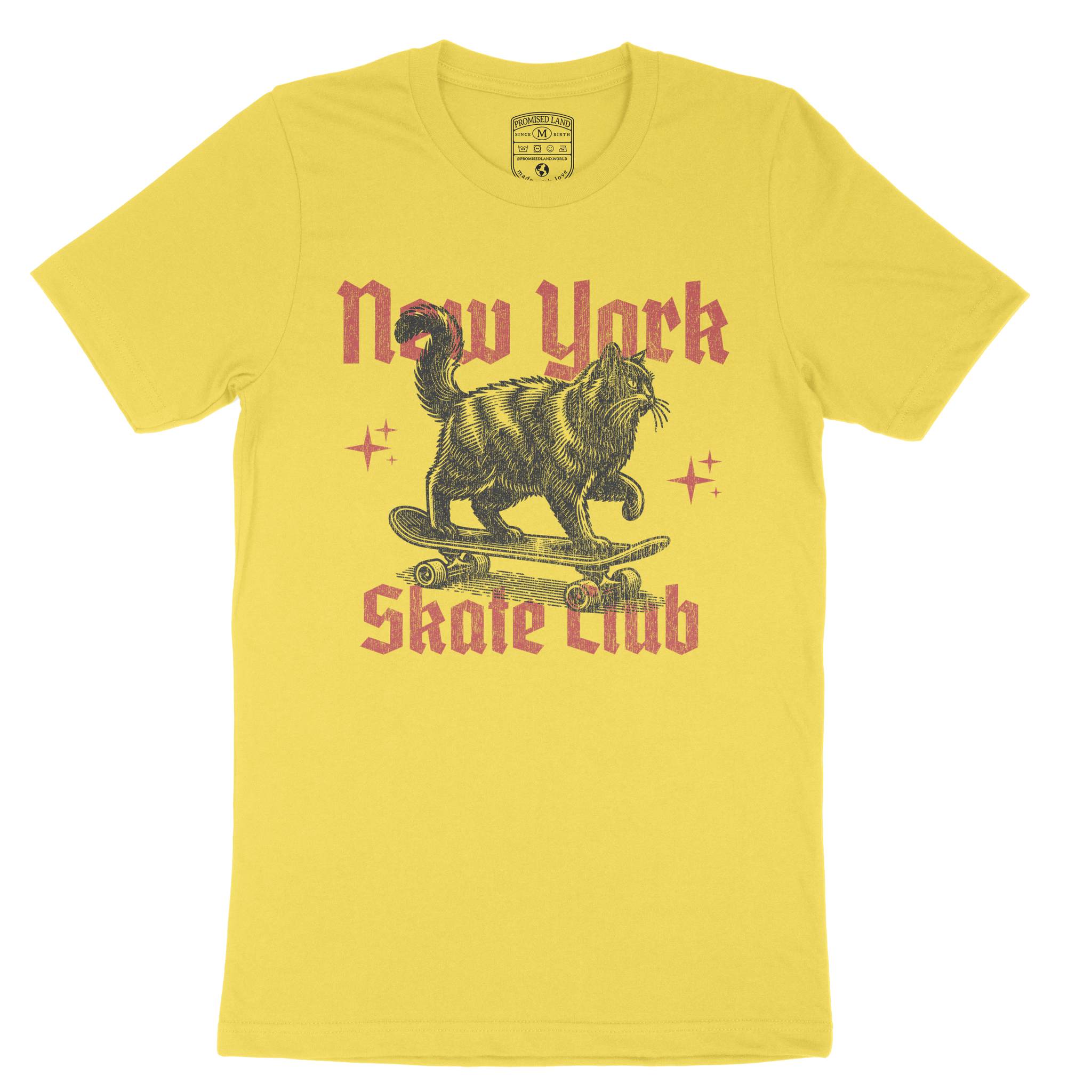 New York Kitten Skate T-Shirt Yellow front