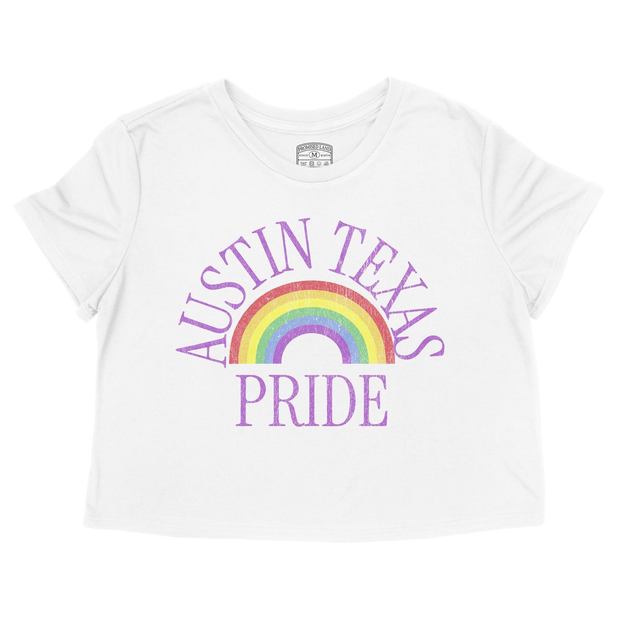 Austin Pride Cropped Tee White front