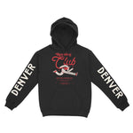 Denver Hoodie in Black - front-sleeves view