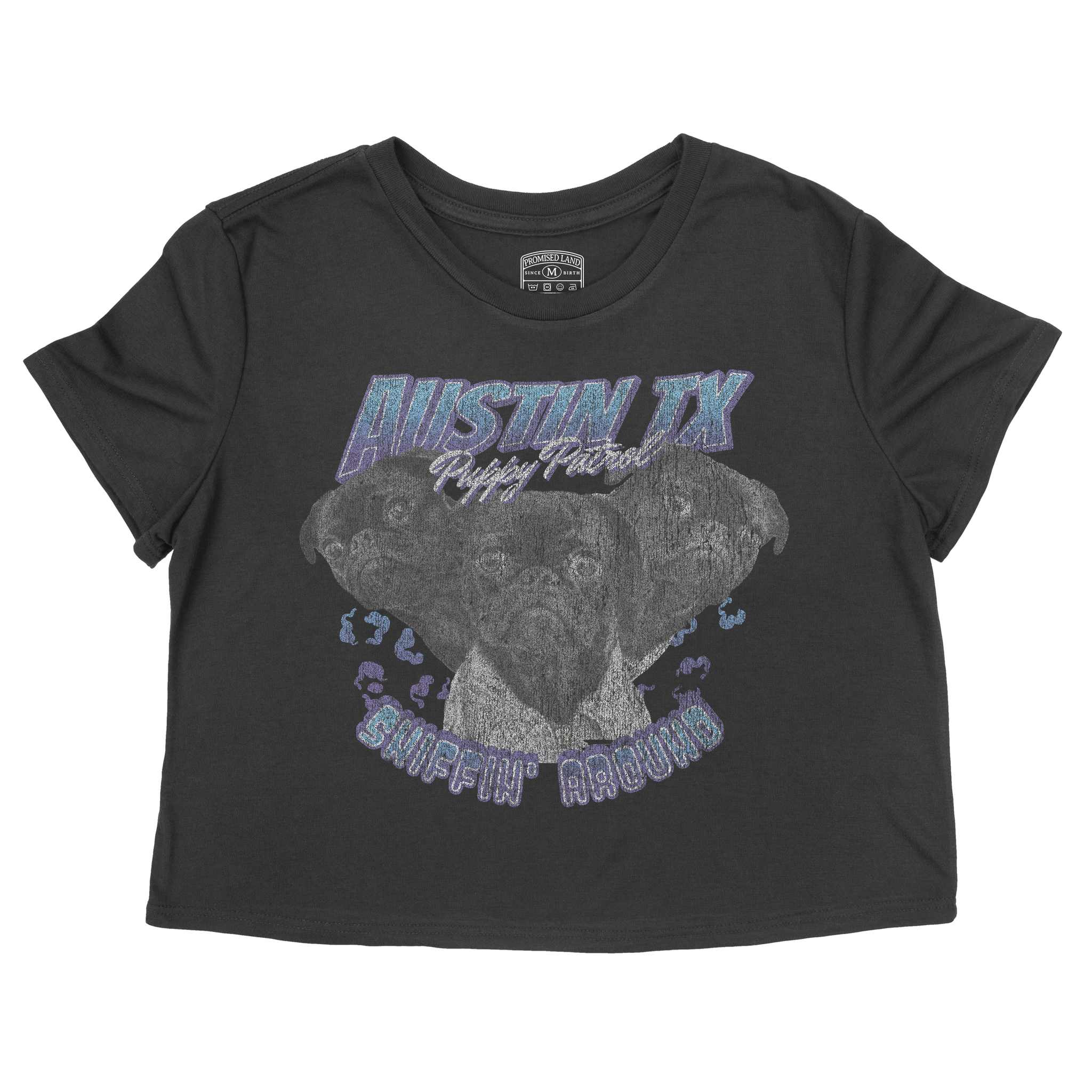 Austin Puppy Patrol Cropped Tee Black front
