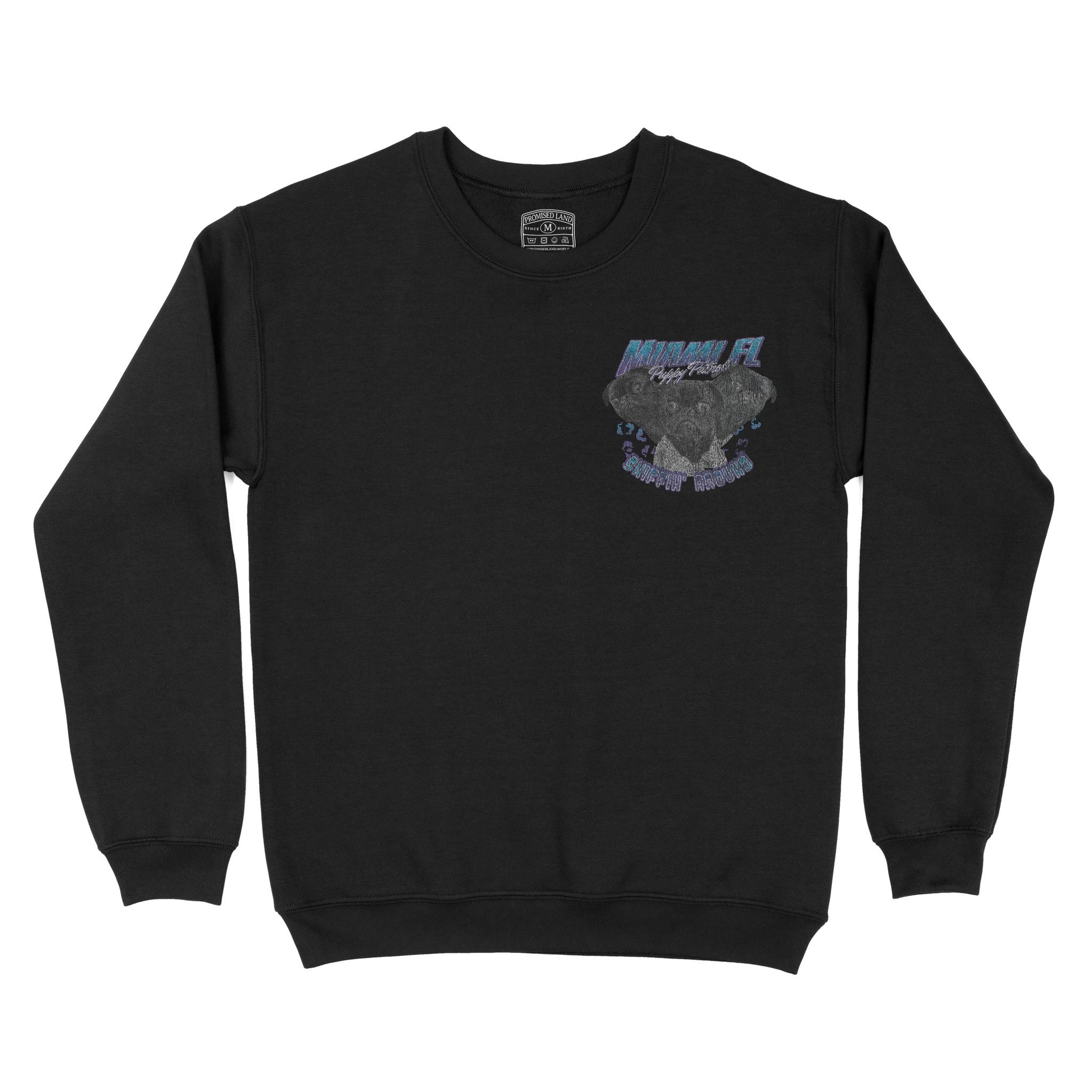 Miami Puppy Patrol Crewneck Black front