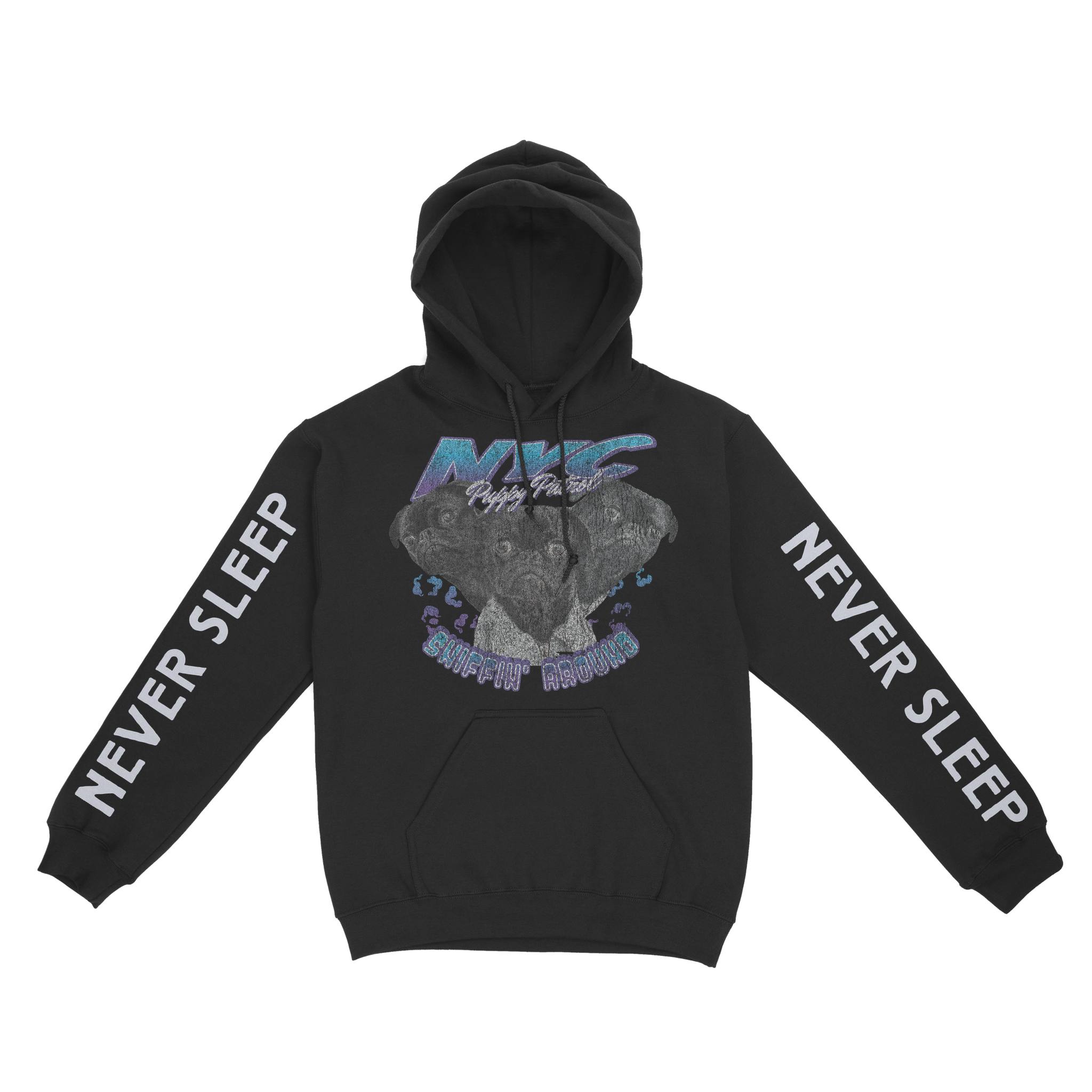 New York Hoodie in Black - front-sleeves view